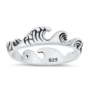 Sterling Silver Ocean Waves Ring – Size 7.5